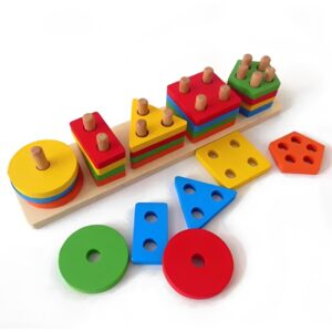 5 Column Wooden Geometric Shape Matching Toy