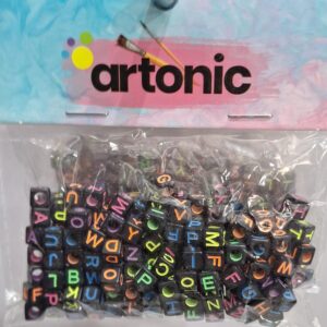 Artonic Neon Alphabet Beads (Black Base)